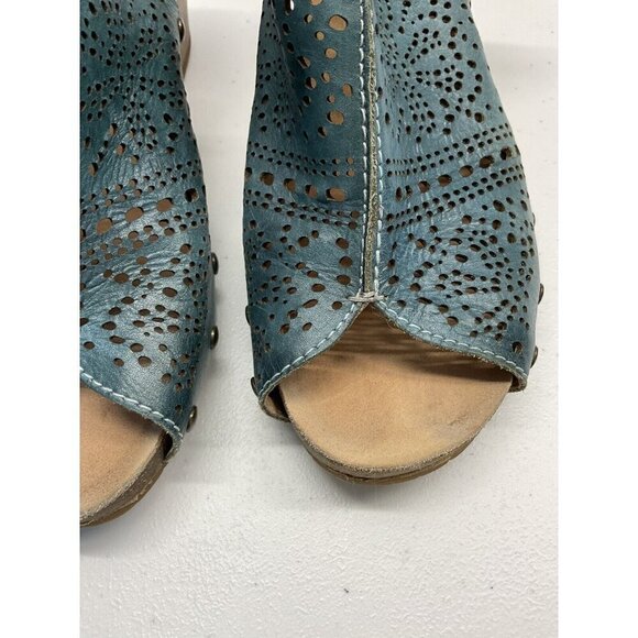 Pikolinos Women's Green Leather Cutout Slingback Wedge Sandals Size 41 US‎ 10.5 - Picture 3 of 9